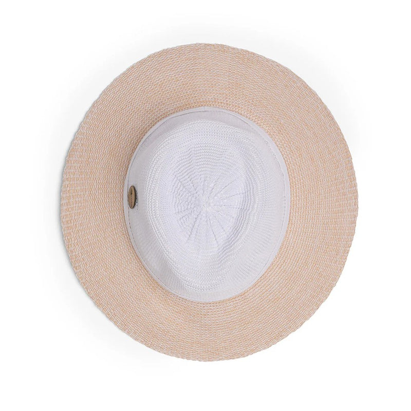Load image into Gallery viewer, EVOKE ASTON FEDORA EV050 [CLR:WHEAT/WHITE SZ:58CM MEDIUM/LARGE]
