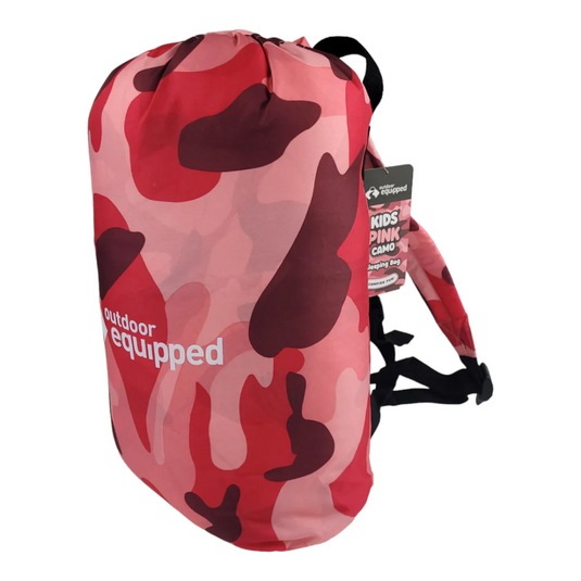 OUTDOOR EQUIPPED KIDS PINK CAMO SLEEPING BAGS