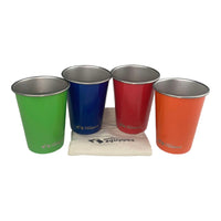 OUTDOOR EQUIPPED STAINLESS STEEL DRINKING CUP SET OF 4
