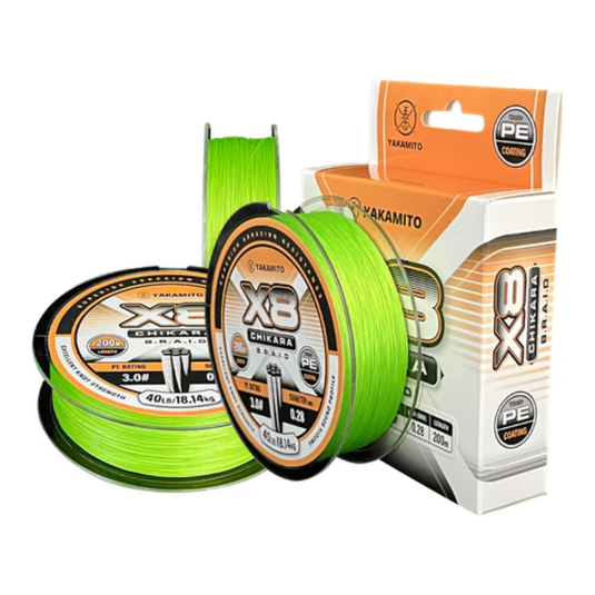 YAKAMITO CHIKARA X8 BRAID GREEN [WEIGHT:20LB LENGTH:200M]