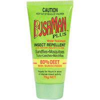 BUSHMAN 75G TUBE GREEN 80% DEET UV
