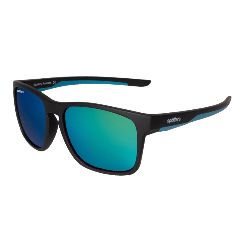 Load image into Gallery viewer, SPOTTERS SUNGLASSES KIDS DINGO MATT BLACK [LENS:GREEN MIRROR]
