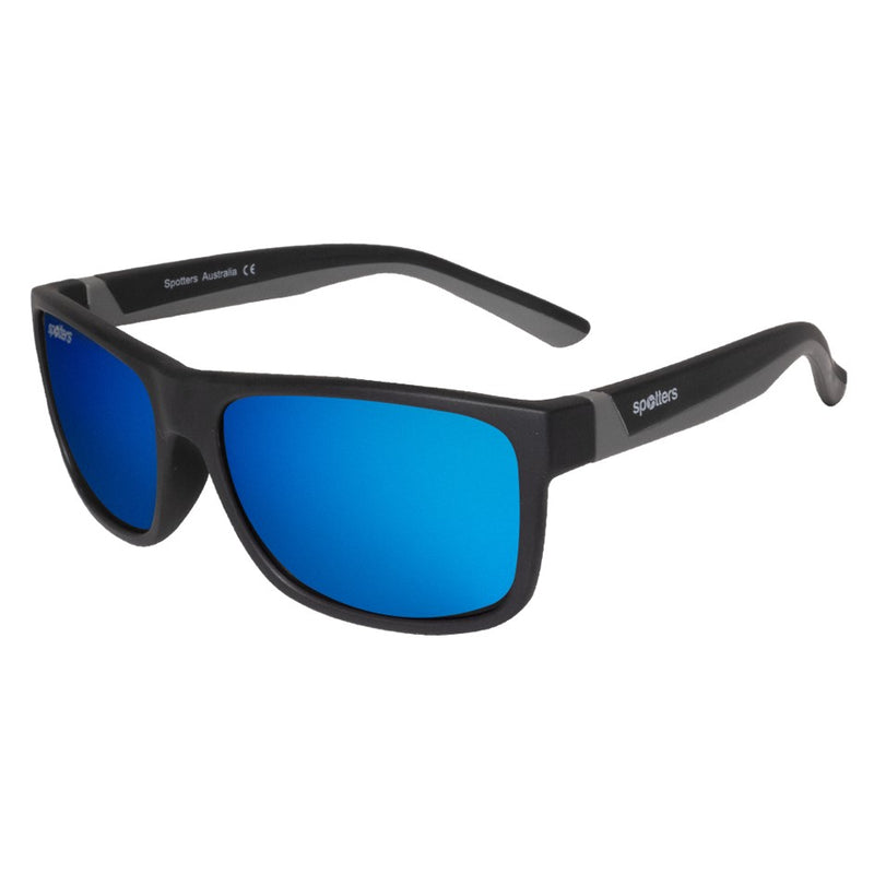 Load image into Gallery viewer, SPOTTERS SUNGLASSES KIDS WOMBAT MATT BLACK [LENS:BLUE MIRROR]
