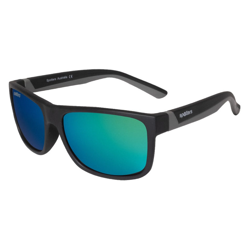 Load image into Gallery viewer, SPOTTERS SUNGLASSES KIDS WOMBAT MATT BLACK [LENS:GREEN MIRROR]

