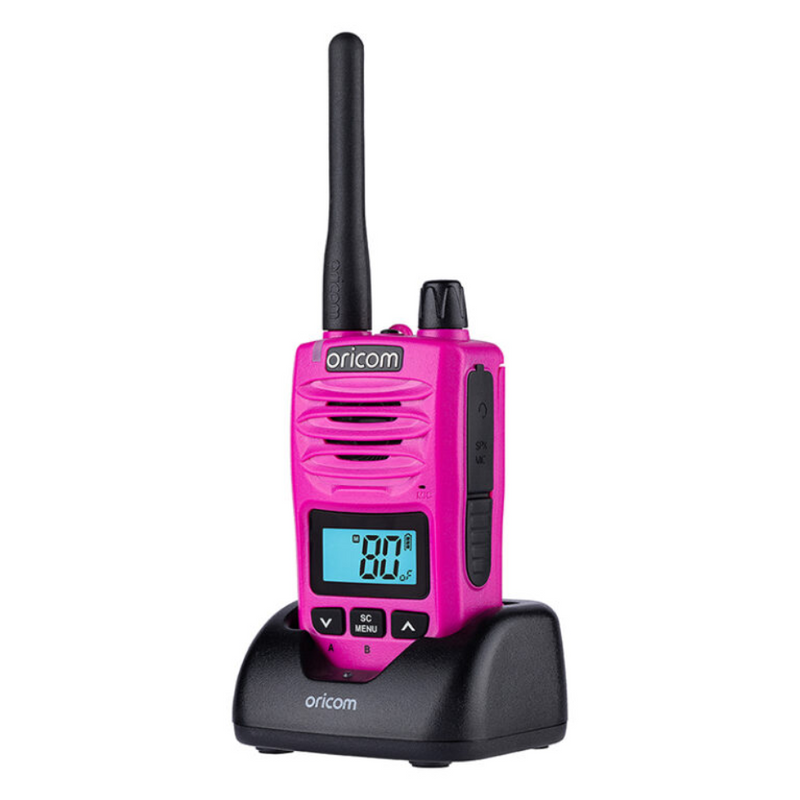 Load image into Gallery viewer, ORICOM DTX600 PINK WATERPROOF IP67 5 WATT HANDHELD UJF CB RADIO
