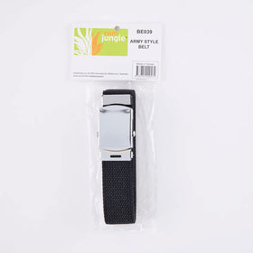 RUM JUNGLE BLACK WAIST BELT SILVER BUCKLE