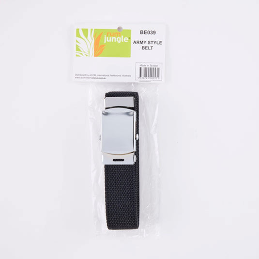RUM JUNGLE BLACK WAIST BELT SILVER BUCKLE
