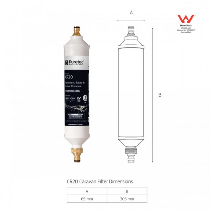 Load image into Gallery viewer, PURETEC CARAVAN INLINE FILTER WITH BRASS HOSE CONNECTORS
