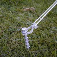 SUPEX MEDIUM ALLOY SCREW IN PEGS 4 PACK WITH GUY ROPE CLIP