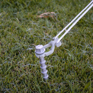 SUPEX MEDIUM ALLOY SCREW IN PEGS 4 PACK WITH GUY ROPE CLIP