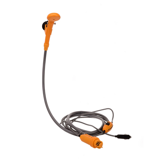 WILDTRAK 12V CAMP SHOWER WITH MESH BAG 