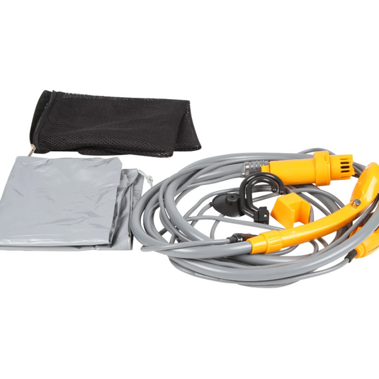 WILDTRAK 12V CAMP SHOWER WITH MESH BAG 