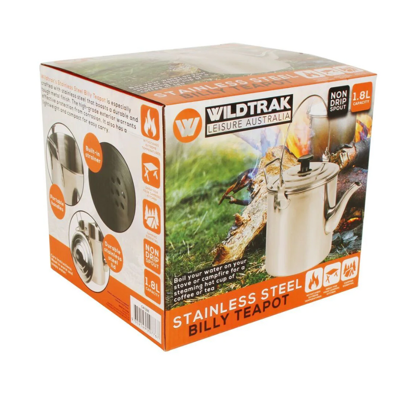 Load image into Gallery viewer, WILDTRAK BILLY TEAPOT STAINLESS STEEL 1800ML
