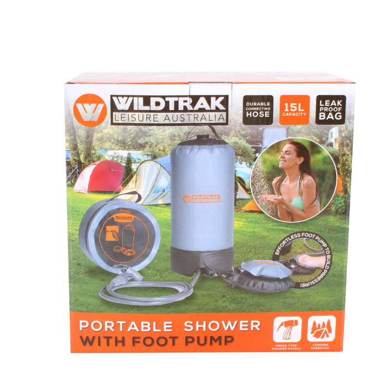 Load image into Gallery viewer, WILDTRAK HEAVY DUTY 15L PORTABLE SHOWER BAG WITH FOOT PUMP
