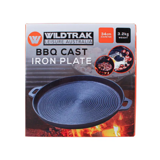 WILDTRAK ROUND BBQ CAST IRON PLATE RIBBED 
