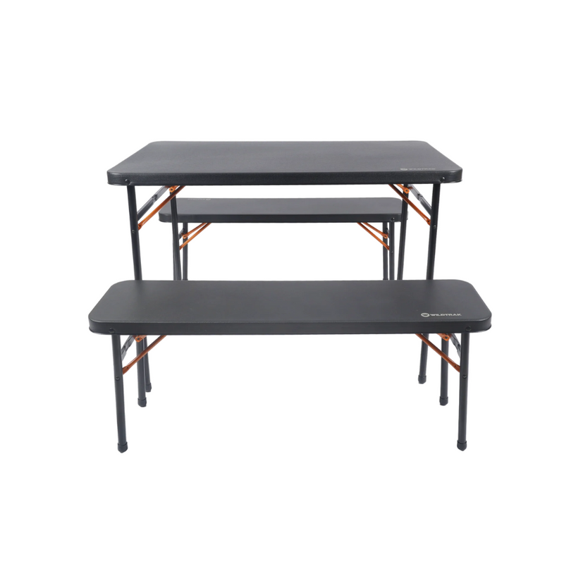 Load image into Gallery viewer, WILDTRAK TABLE 3PCE BENCH SET 102CM BLACK
