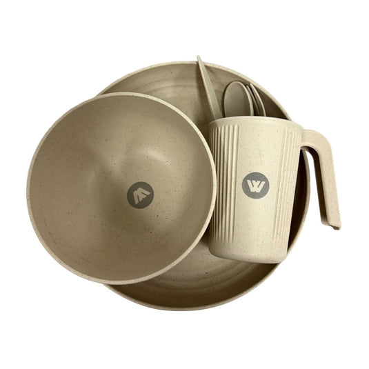 WILDTRAK 6 PIECE DINNER SET WHEAT STRAW IN NET BAG
