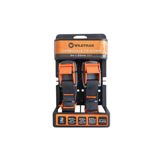 WILDTRAK CAMBUCKLE TIE DOWN STRAP 2PK 3MX2.5CM