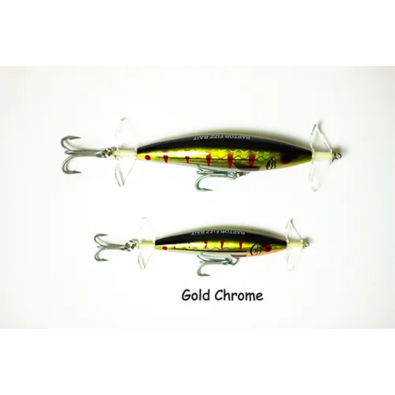 Load image into Gallery viewer, RAPTOR LURES FIZZ BAIT [SZ:115MM CLR:GOLD CHROME]
