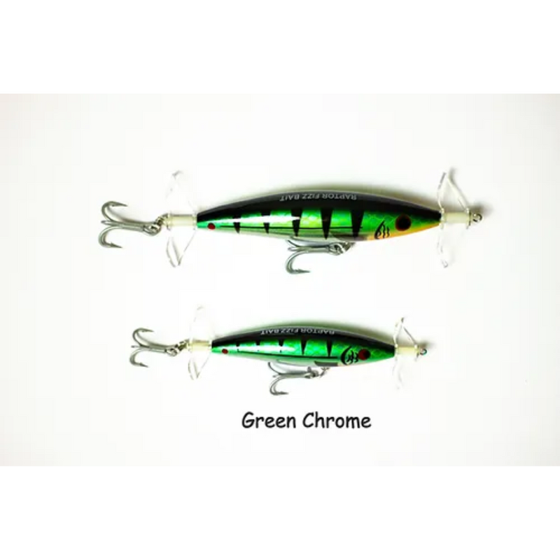 Load image into Gallery viewer, RAPTOR LURES FIZZ BAIT [SZ:85MM CLR:GREEN CHROME]
