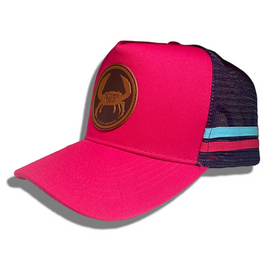 STAUNCH CRAB TRUCKER HAT COUNTRY LEATHER PATCH PINK/NAVY
