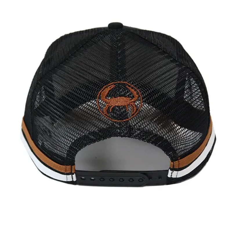 Load image into Gallery viewer, STAUNCH CRAB TRUCKER HAT COUNTRY LEATHER PATCH BLACK/BROWN
