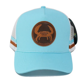 STAUNCH CRAB TRUCKER HAT COUNTRY LEATHER PATCH SEAFOAM/WHITE