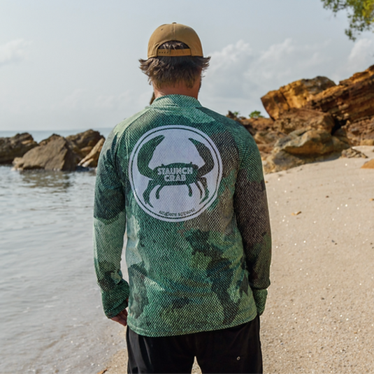 STAUNCH CRAB MENS SINIK GREEN UPF50+ LONG SLEEVE FISHING SHIRT [SZ:2X-LARGE]
