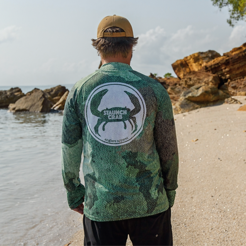 Load image into Gallery viewer, STAUNCH CRAB MENS SINIK GREEN UPF50+ LONG SLEEVE FISHING SHIRT [SZ:2X-LARGE]
