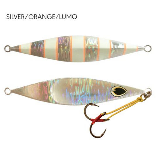 BLACK MAGIC FLIPPER JIG [SZ:100G CLR:SILVER/ORANGE/LUMO]