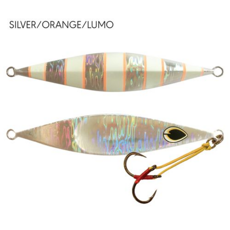 Load image into Gallery viewer, BLACK MAGIC FLIPPER JIG [SZ:100G CLR:SILVER/ORANGE/LUMO]
