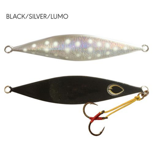 BLACK MAGIC FLIPPER JIG [SZ:150G CLR:BLACK/SILVER/LUMO]