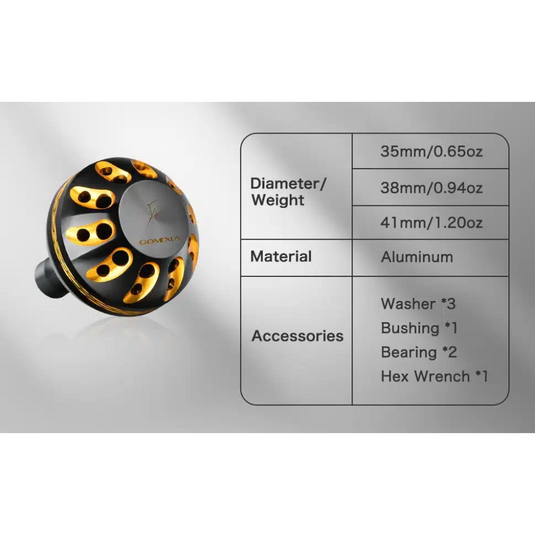GOMEXUS ALUMINIUM POWER KNOB [SZ:41MM CLR:BLACK & GOLD]
