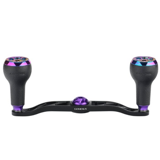 GOMEXUS 100MM ALUMINIUM BAITCAST HANDLE TPE 27MM [SZ:8X5 BLACK CLR:BLACK & PURPLE]