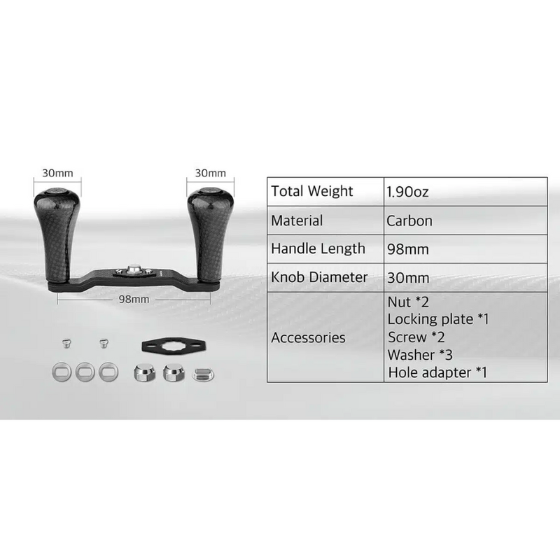 Load image into Gallery viewer, GOMEXUS 98MM CARBON FIBRE BAITCAST HANDLE 30MM 7X4/8X5
