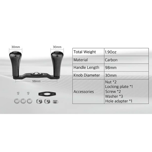 GOMEXUS 98MM CARBON FIBRE BAITCAST HANDLE 30MM 7X4/8X5