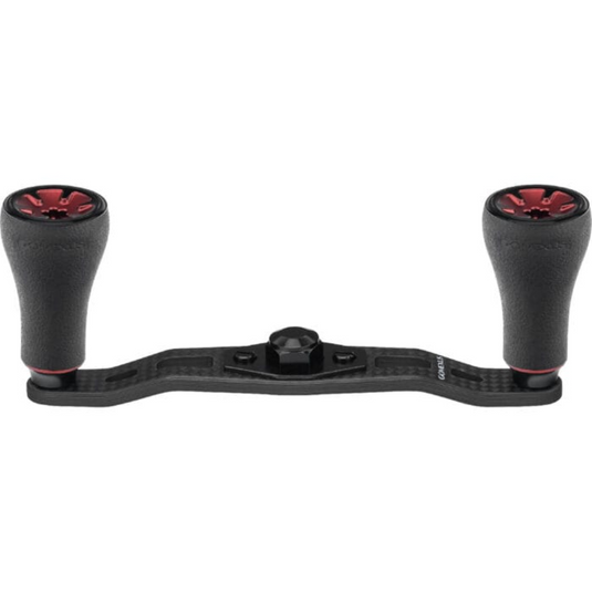GOMEXUS 95MM CARBON FIBRE BAITCAST HANDLE TPE KNOB [SZ:7X4  CLR:BLACK & RED]