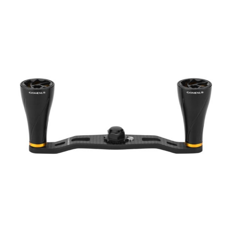 Load image into Gallery viewer, GOMEXUS 95MM CARBON FIBRE HANDLE FOR BAITCAST REEL ALUMINUM KNOB [SZ:8X5 CLR:BLACK &amp; GOLD]
