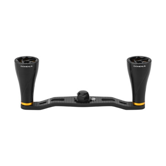 GOMEXUS 95MM CARBON FIBRE HANDLE FOR BAITCAST REEL ALUMINIUM KNOB [SZ:8X5 CLR:BLACK & GOLD]