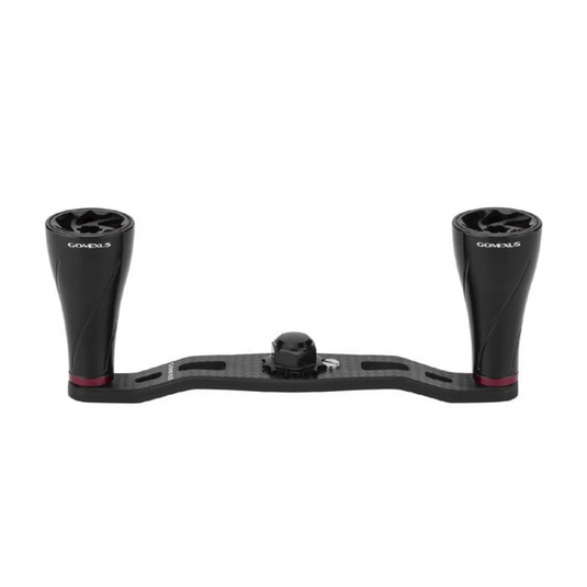 GOMEXUS 95MM CARBON FIBRE HANDLE FOR BAITCAST REEL ALUMINIUM KNOB [SZ:8X5 CLR:BLACK & RED]