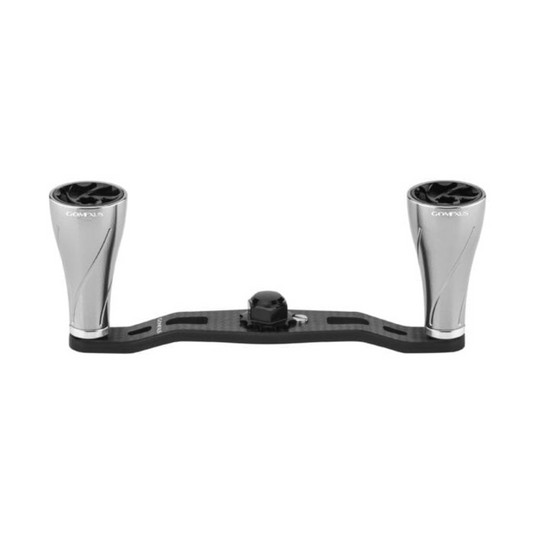 GOMEXUS 95MM CARBON FIBRE HANDLE FOR BAITCAST REEL ALUMINIUM KNOB [SZ:8X5 CLR:BLACK & SILVER]