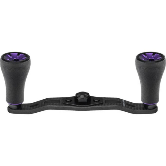 GOMEXUS 95MM CARBON FIBRE BAITCAST HANDLE TPE KNOB [SZ:8X5 CLR:BLACK & PURPLE]