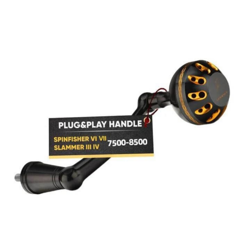 Load image into Gallery viewer, GOMEXUS 92MM ALUMINIUM POWER HANDLE 45MM KNOB PENN [CLR:BLACK &amp; GOLD]
