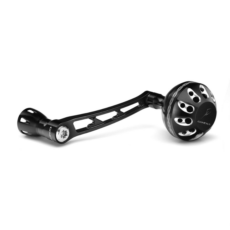 Load image into Gallery viewer, GOMEXUS 68MM ALUMINIUM POWER HANDLE 38MM KNOB DAIWA [CLR:BLACK &amp; SILVER]
