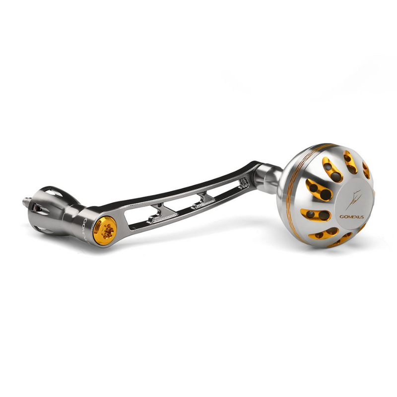 Load image into Gallery viewer, GOMEXUS 68MM ALUMINUM POWER HANDLE 38MM KNOB DAIWA [CLR:SILVER &amp; GOLD]
