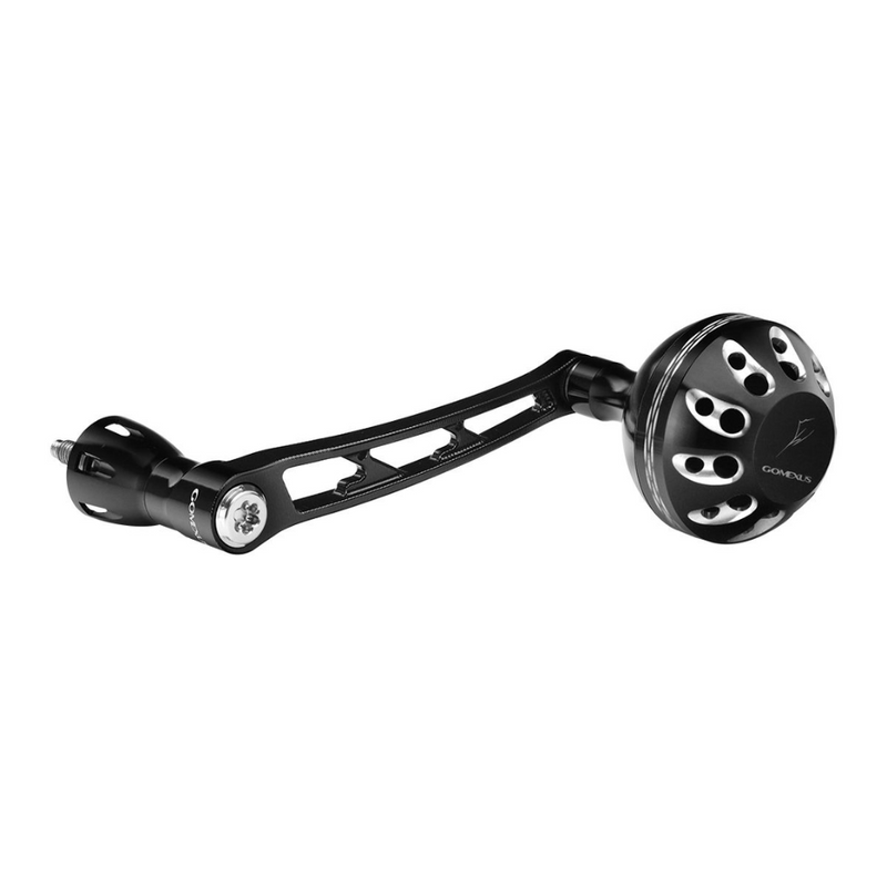 Load image into Gallery viewer, GOMEXUS 70MM ALUMINIUM POWER HANDLE 38MM KNOB SHIMANO [CLR:BLACK &amp; SILVER]
