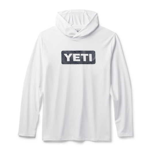 YETI WAVE LOGO BADGE HOODED LS SHIRT